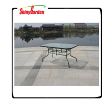 iron rectangular dining table,outdoor garden furniture with tempered glass